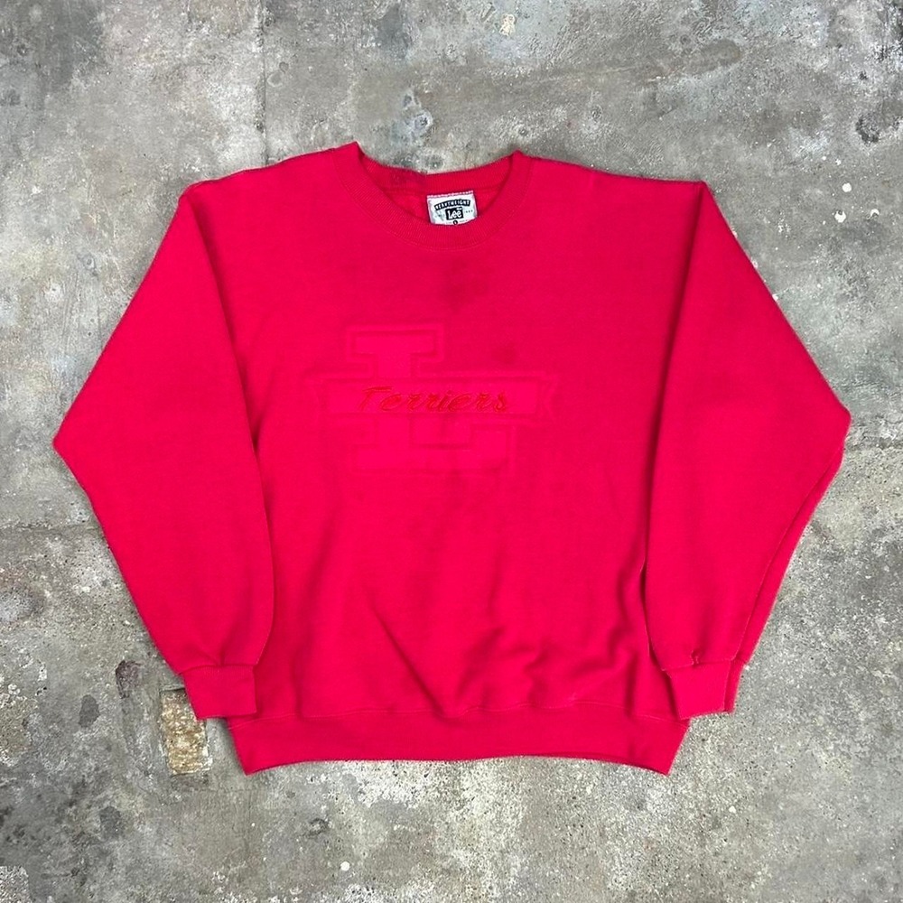 Vintage 90s Terriers Sweatshirt Size Large Red Tonal Crewneck Pullover